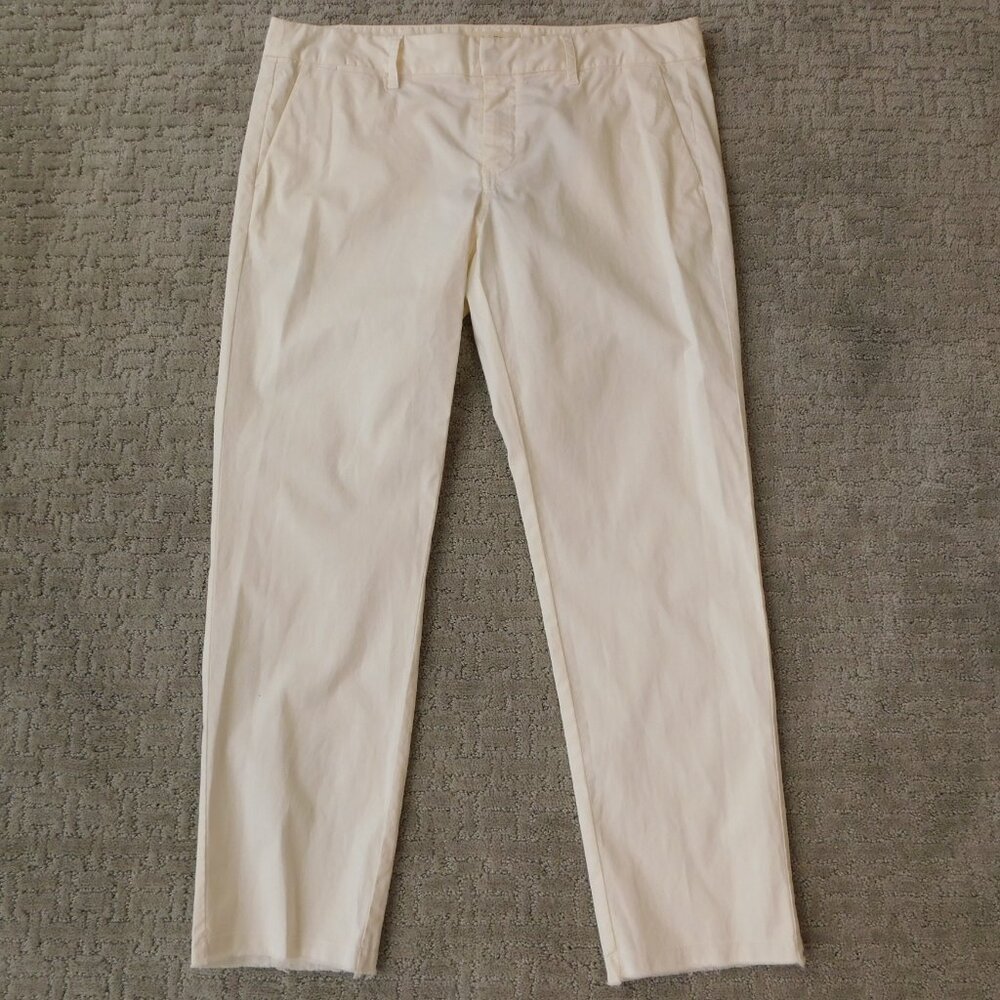 Nili Lotan East Hampton Frayed Cropped Pants | Eggshell | NWT | 12 - Picture 3 of 7
